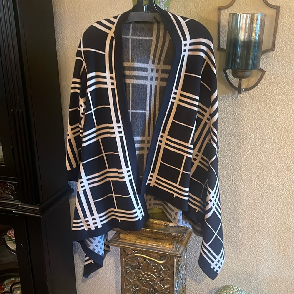 Neiman Marcus Black and White Cape Jacket